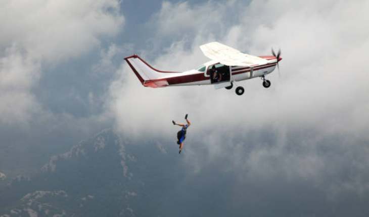 jumping out of an airplane
