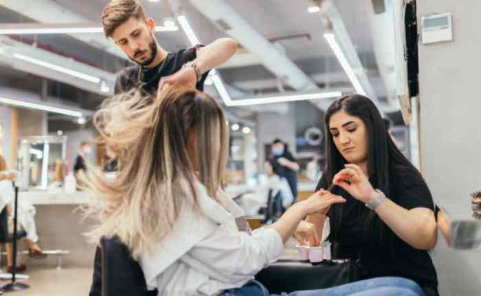 cutting hair or nails on