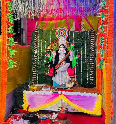 sarasvati puja decoration