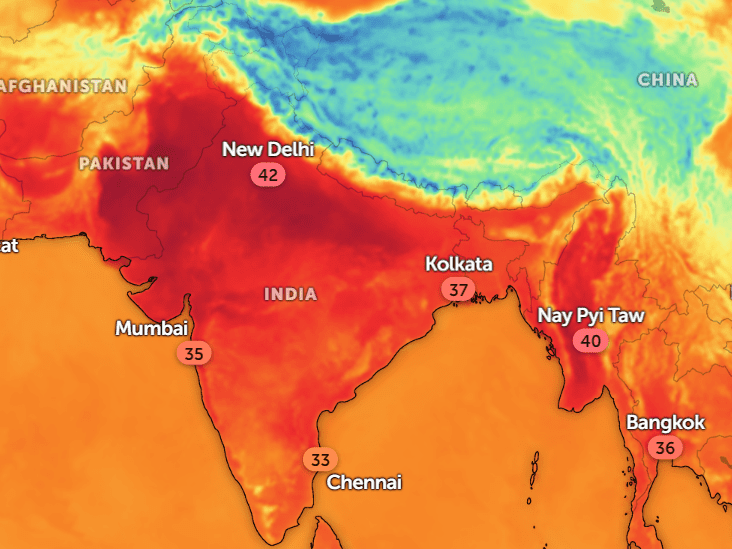 heatwave on the map in India