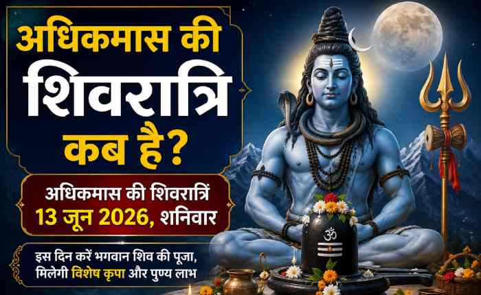 नीले रंग की पृष्ठभूमि पर भगवान शिव की ध्यान मुद्रा में आकर्षक तस्वीर दिखाई गई है। पास में शिवलिंग, त्रिशूल, पूर्णिमा का चंद्रमा और पूजा सामग्री रखी हुई है
